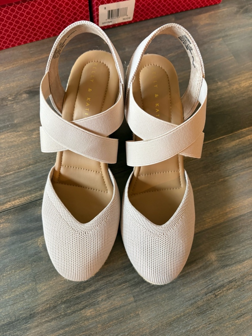 Kelly & Katie Light Beige Wedge Espadrille Sandals